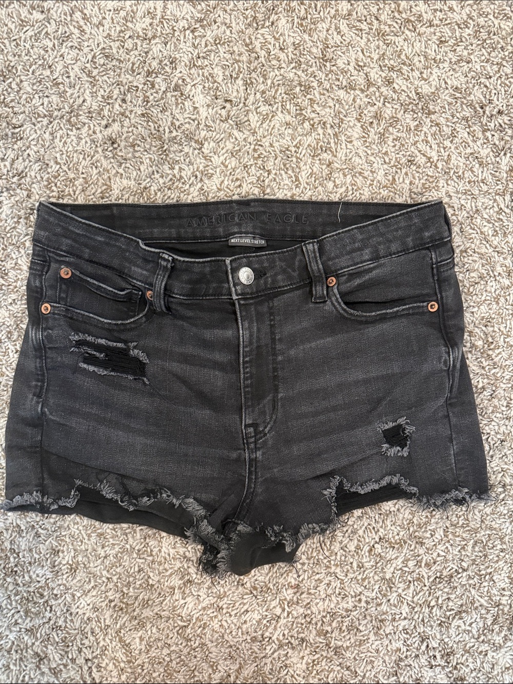 American Eagle Outfitters Black Distressed Denim Cutoff Shorts